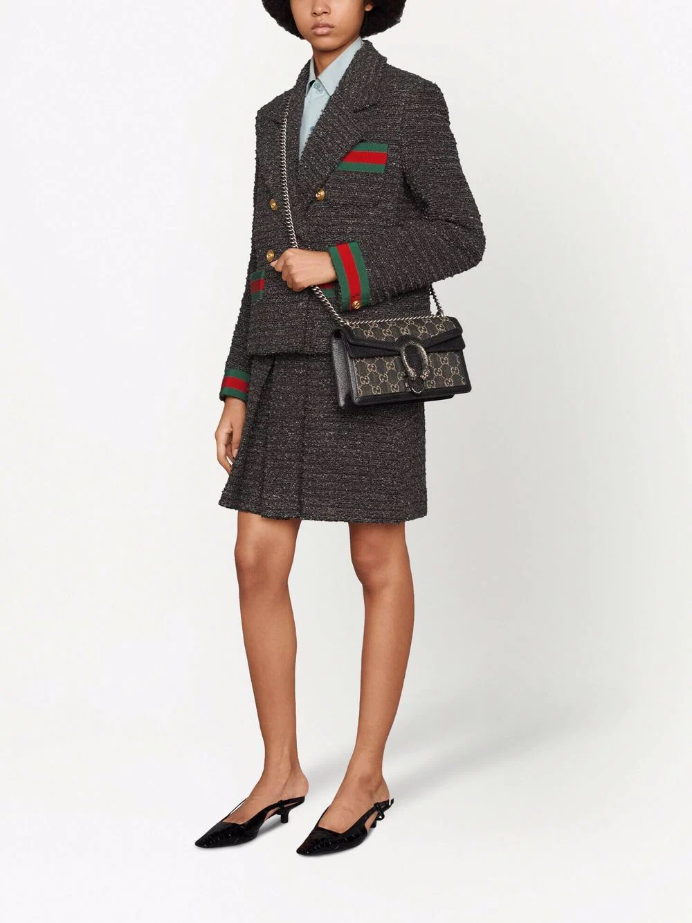 Túi Xách Gucci Dionysus Super Màu Đen Khóa Bạc Size 25cm